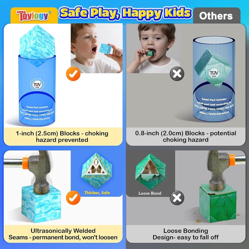 Toylogy 154 قطعة كتل مغناطيسية كبيرة - بناء عالم الديناصورات والمناجم، ألعاب حسية خارجية للأطفال من 3-5 سنوات، ألعاب STEM للأطفال في عصر الجوراسي، هدايا للأطفال من الأولاد والبنات من 3 إلى 8 سنوات - Image 3